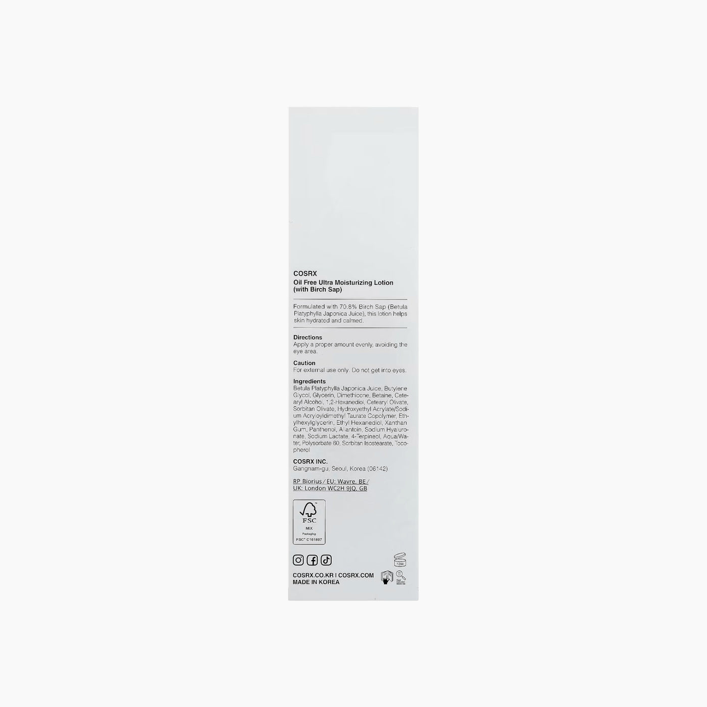 COSRX Oil-Free Ultra-Moisturizing Lotion with Birch Sap COSRX Oil-Free Ultra-Moisturizing Lotion with Birch Sap