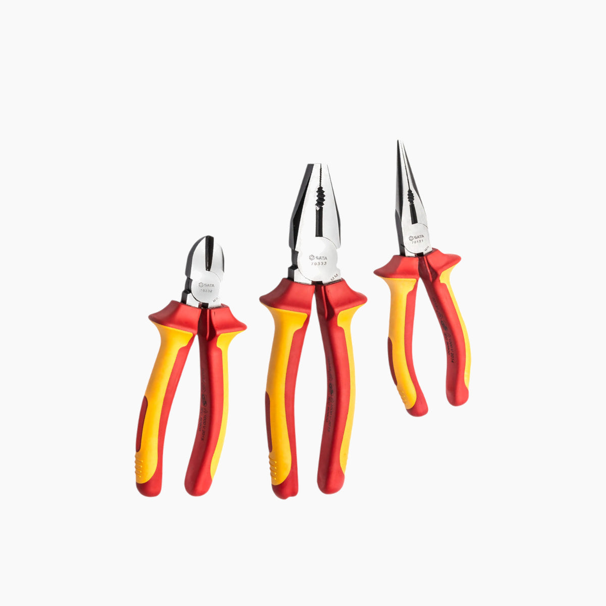 Crown 3-piece insulated pliers set with CR-V body and TPE+TPR handles