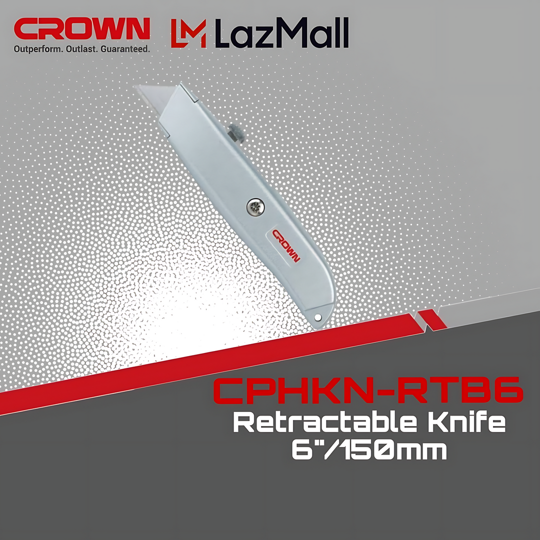 Crown Retractable Utility Knife - Trapezoidal Blades, 150mm