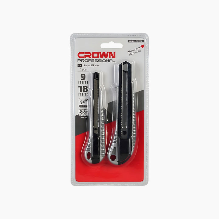 Crown 2-Piece Heavy-Duty Snap-Off Knife Set - 18mm + 9mm