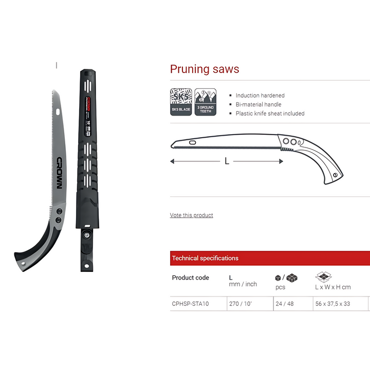 Crown Folding Tree Pruning Saw with Straight Handle - 270mm