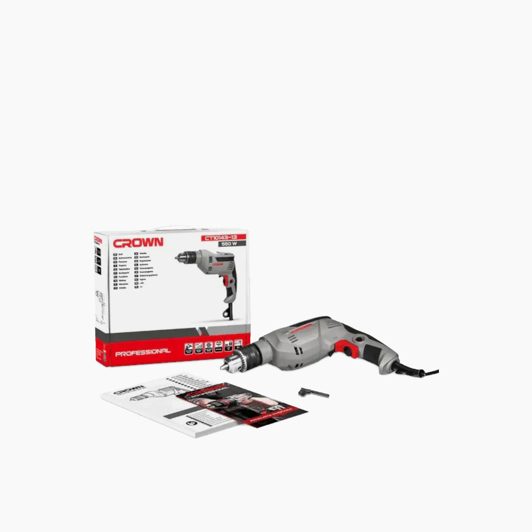 Crown CT10143-13 Electric Drill - 13mm Auto-Chuck, 550W