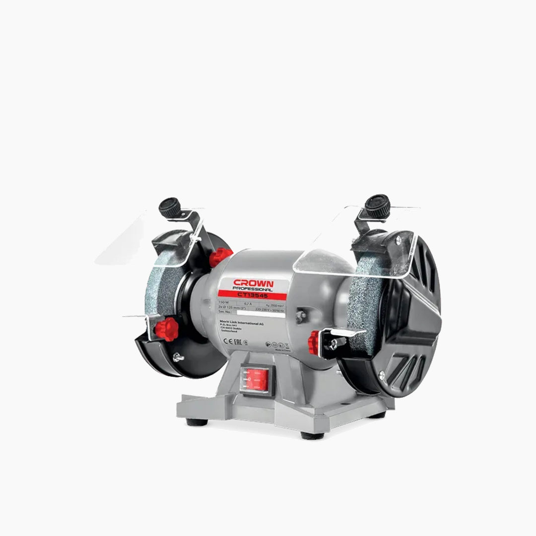 Crown 170W 5-inch bench grinder with dual 125mm wheels