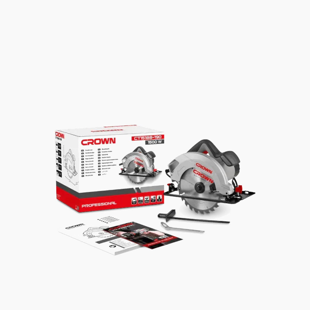 Crown Circular Saw - 1500W, 7", 5500 RPM, 190mm Blade, 4.4kg
