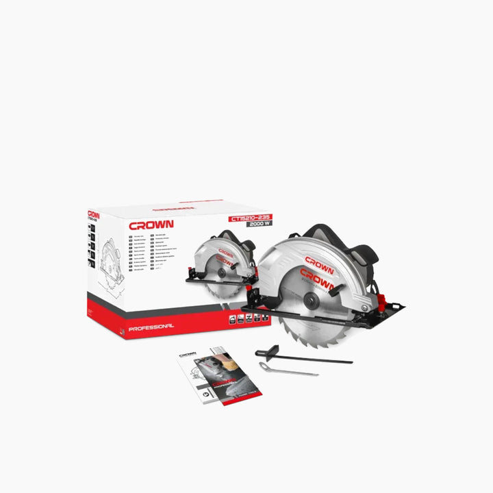 Crown Circular Saw - 2000W, 9", 220–230V, 10A, 7.6kg