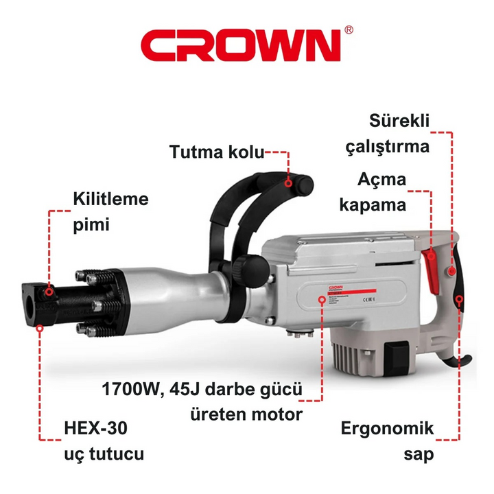 Crown Demolition Hammer 16 kg 1700W