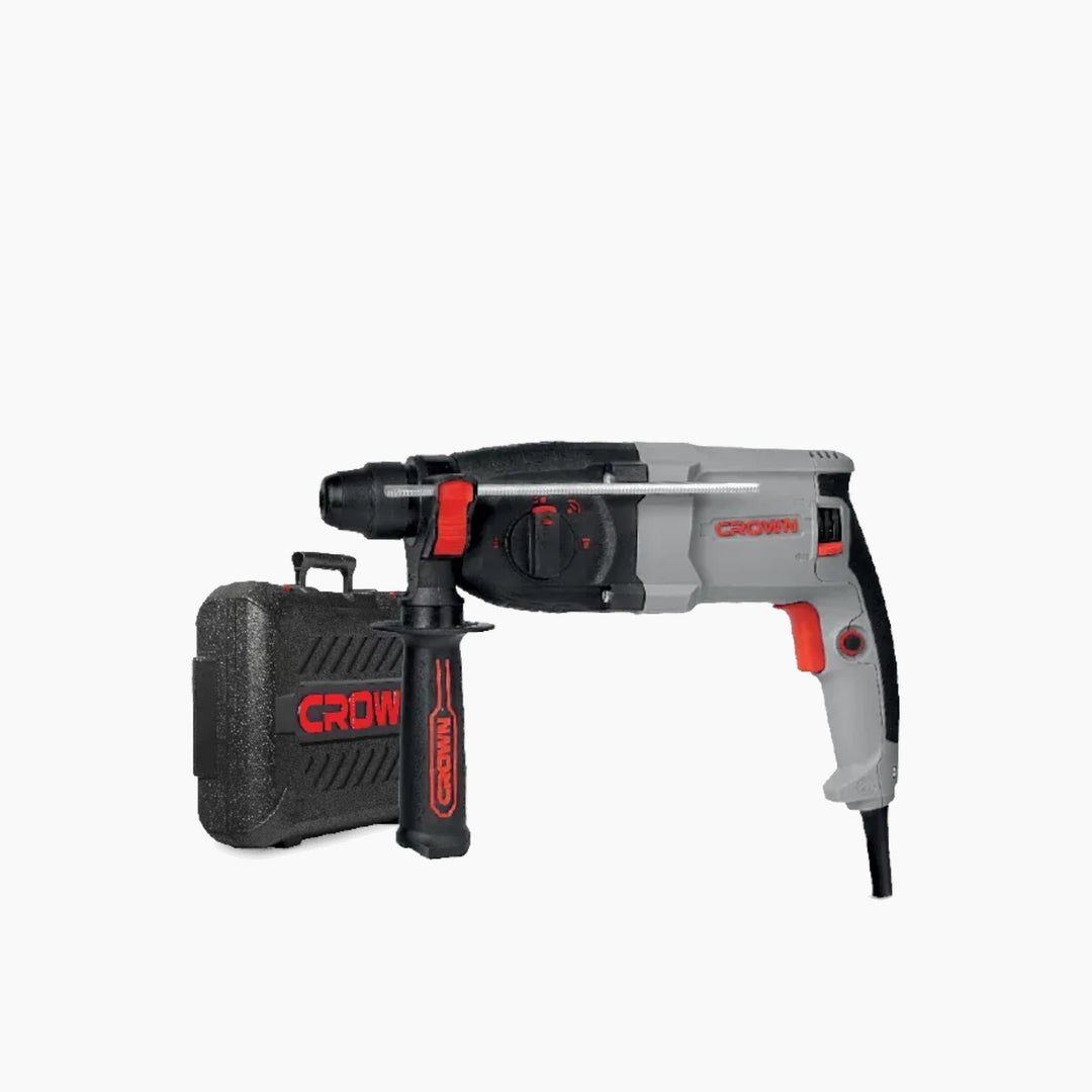 Crown Light Rotary Hammer - 600W, 2kg, with Drill Bit Set
