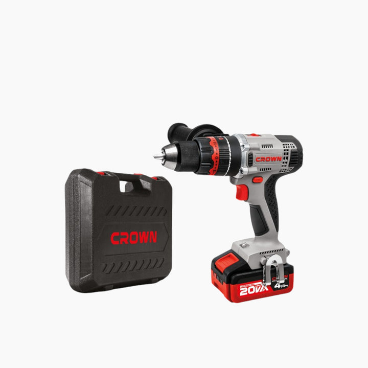 Crown 20V Cordless Brushless Drill with Two 4Ah Batteries