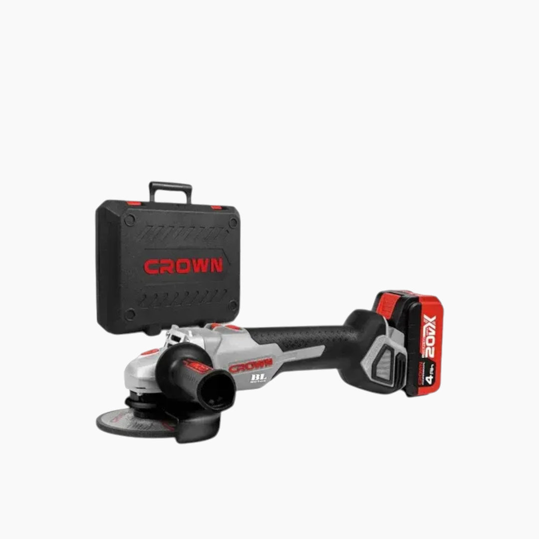 Crown 20V 4.5 Inch Angle Grinder with 2x4Ah Batteries and Charger