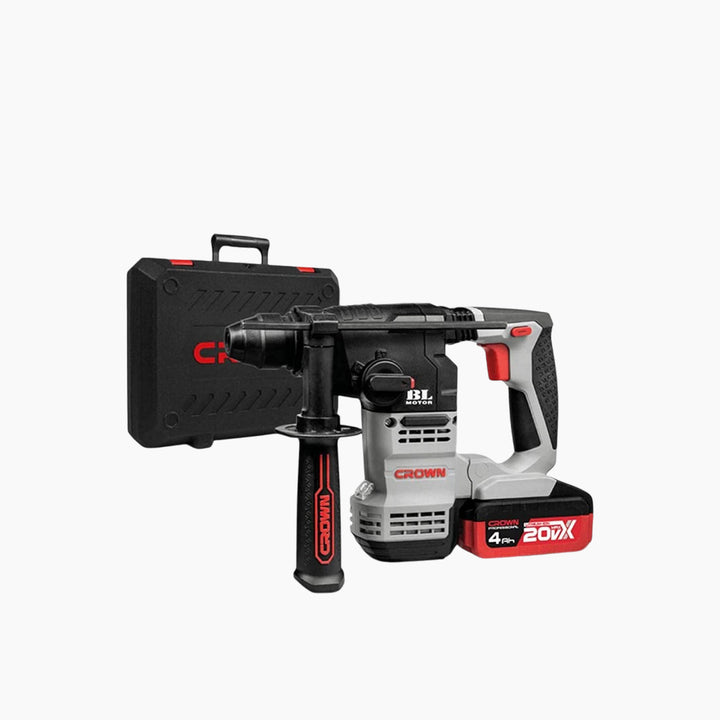 Crown 3kg 4A Cordless Rotary Hammer with Two Lithium Batteries