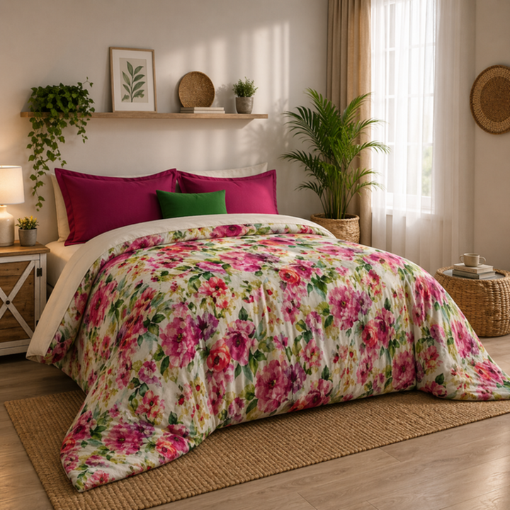 Canete Irena 4-Piece King Duvet Cover Set - Fuchsia