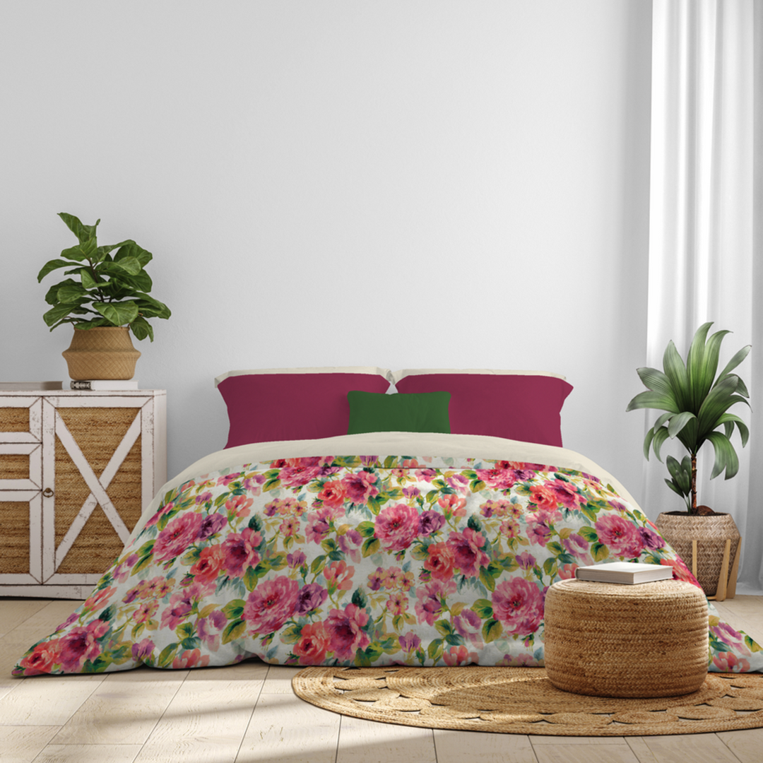 Canete Irena 4-Piece King Duvet Cover Set - Fuchsia