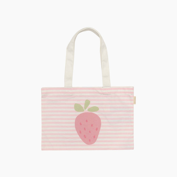 Canvas Beach Bag - Strawberry Sunshine Pink Stripe