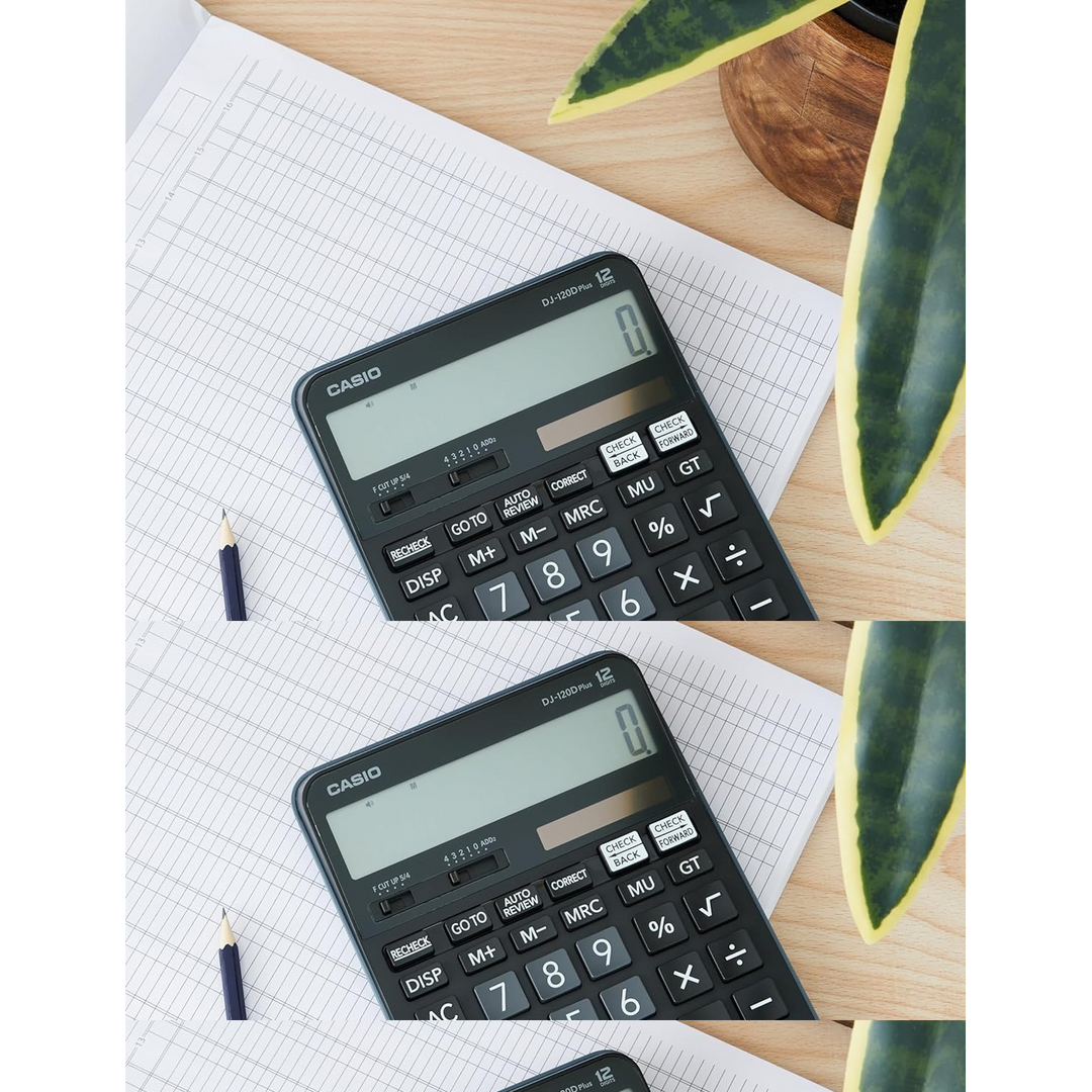 Casio DJ-120D Plus 12-digit desktop calculator with dual power