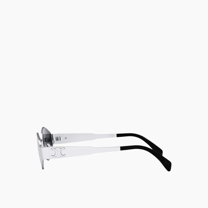 Celine Triomphe CL40254U shiny silver metal rectangle sunglasses