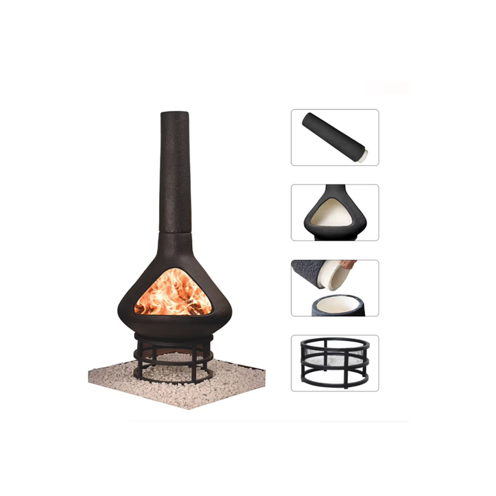Ceramic Outdoor Chiminea Fire Pit | Garden Fireplace