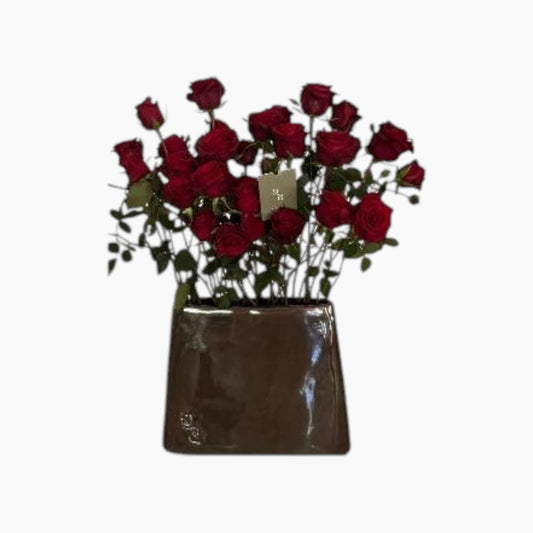 Red Roses Ceramic Vase