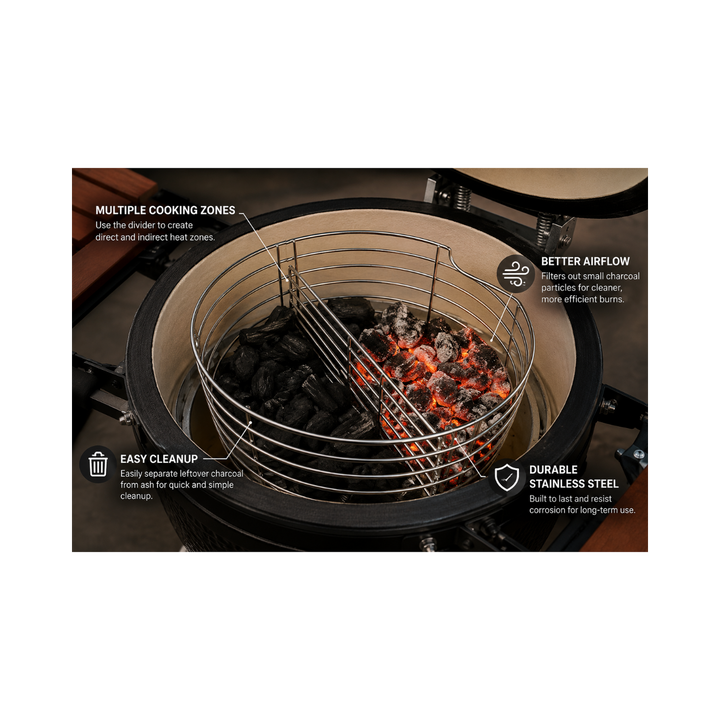 Charcoal Basket with Divider for 26" Kamado