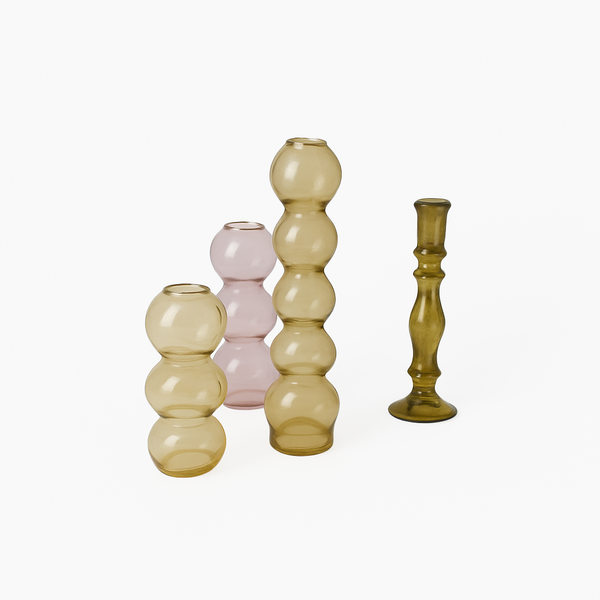 4 Candle Stand Set Curved Bubble