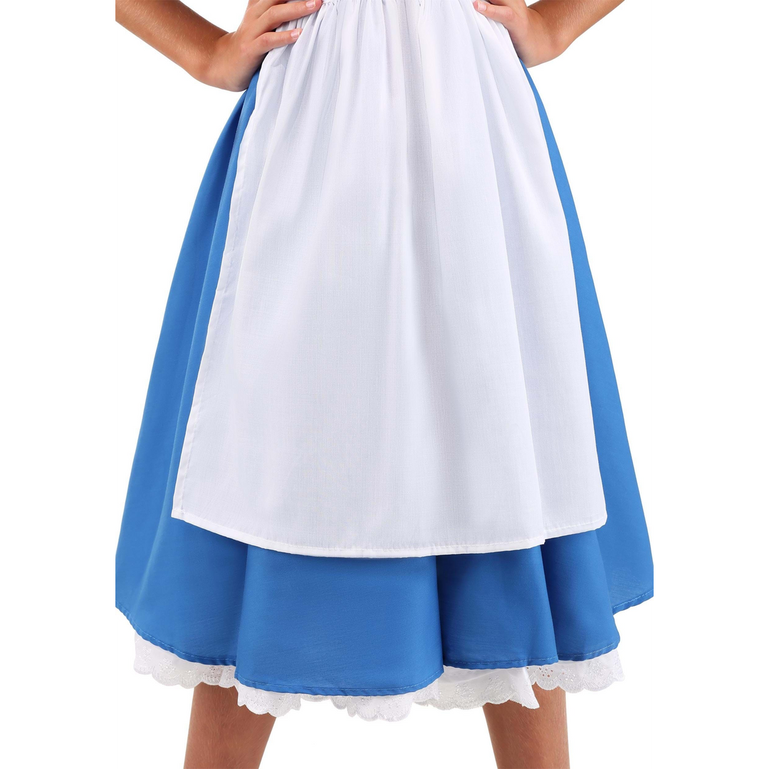 Child Alice costume set with blue dress and white apron