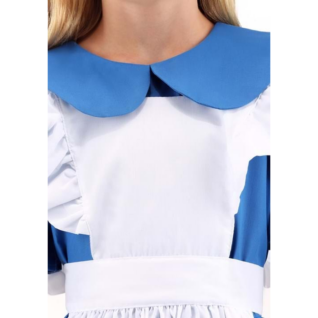 Child Alice costume set with blue dress and white apron