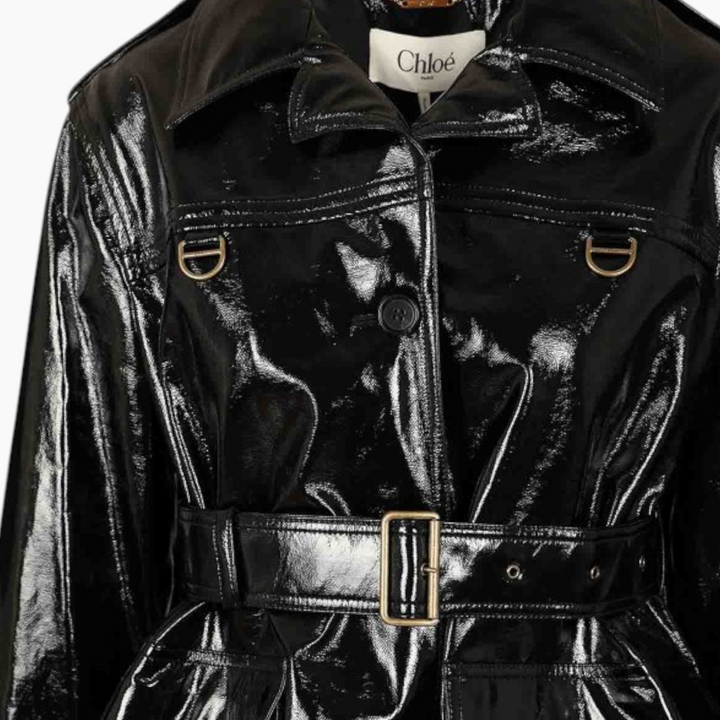 Chloé Belted Patent Black Jacket