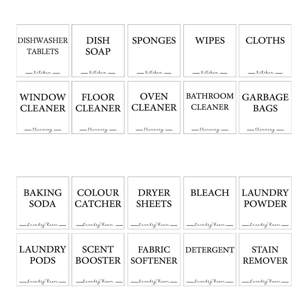 Tob3a Laundry Room Labels