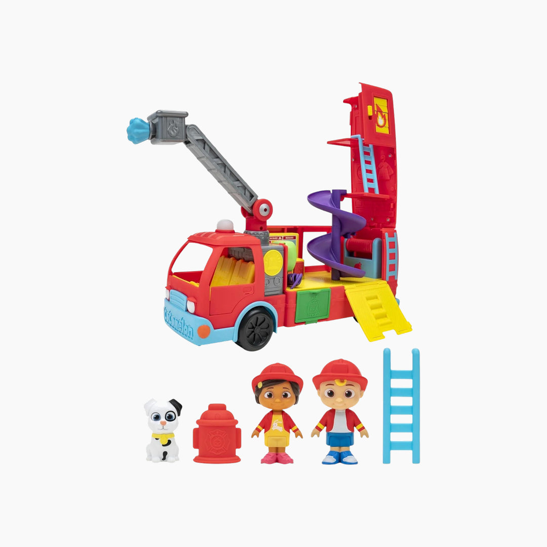 Jazwares Cocomelon Feature Vehicle- Deluxe Transforming Fire Truck