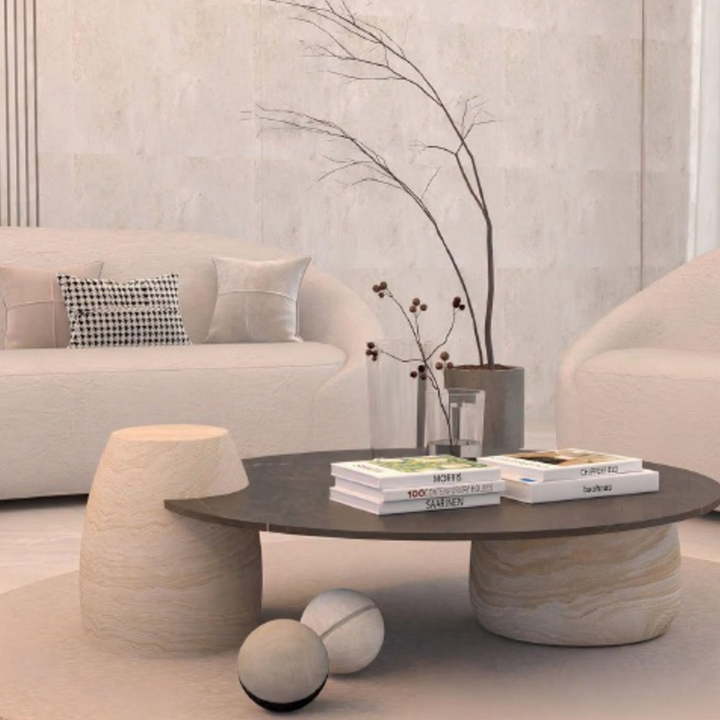 Round Dark-Top Coffee Table