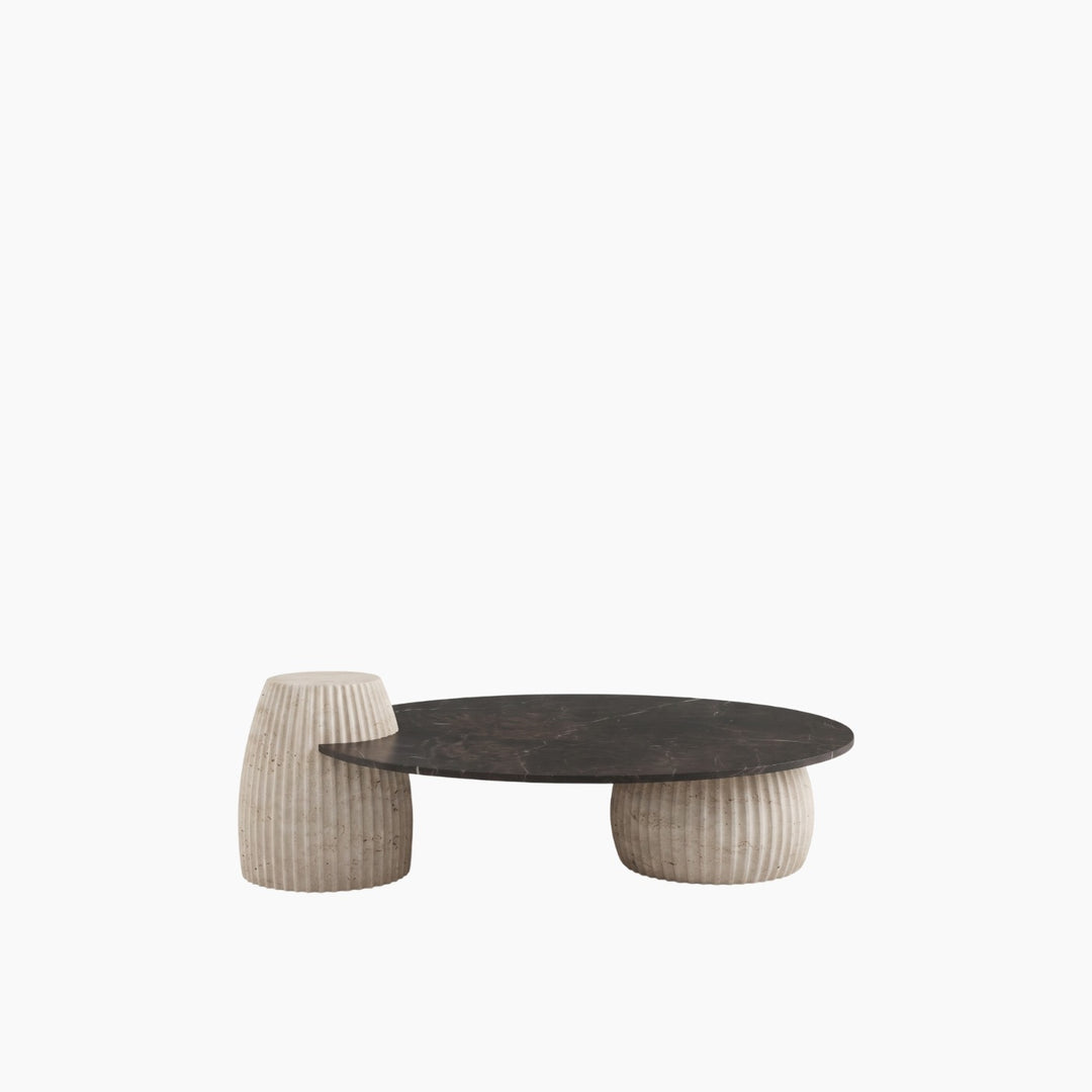 Round Dark-Top Coffee Table