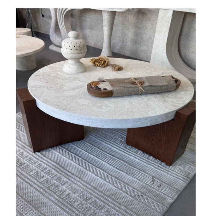Round White Marble Coffee Table