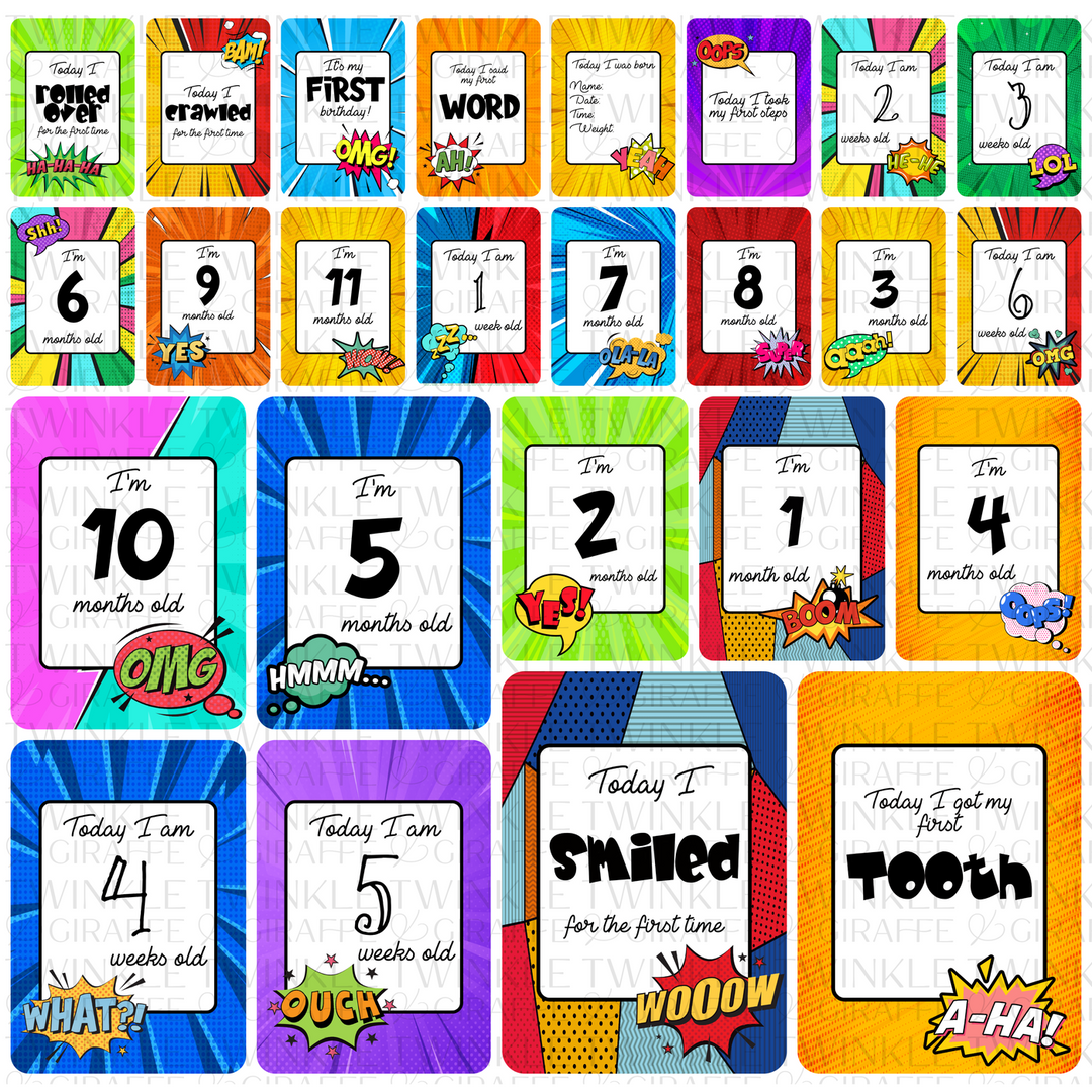 Twinkle &amp; Giraffe Milestone Cards Set of 25