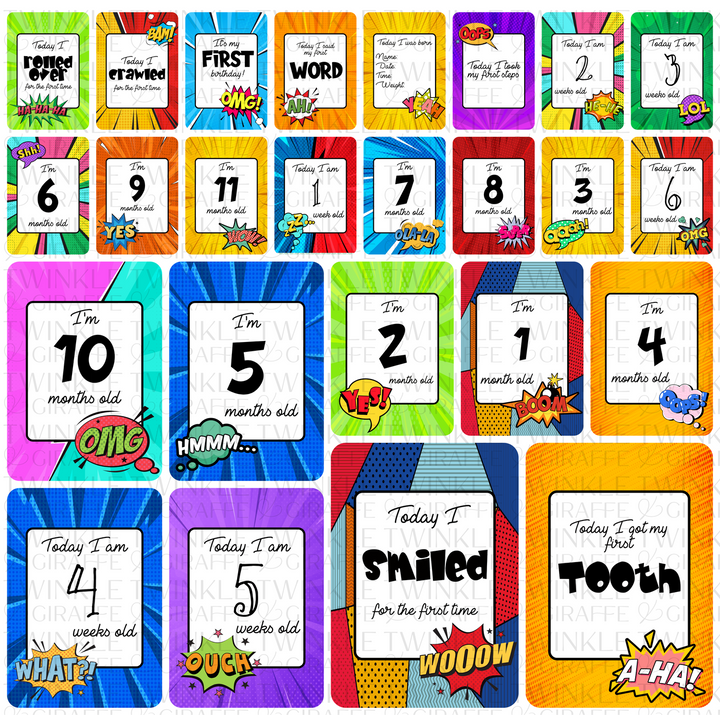 Twinkle &amp; Giraffe Milestone Cards Set of 25