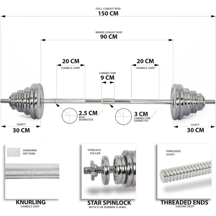 Complete Dani Chrome Iron Weight Set 50 kg