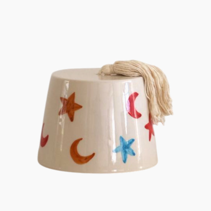Zen Concept decorative tarboush ceramic accent piece with tassel