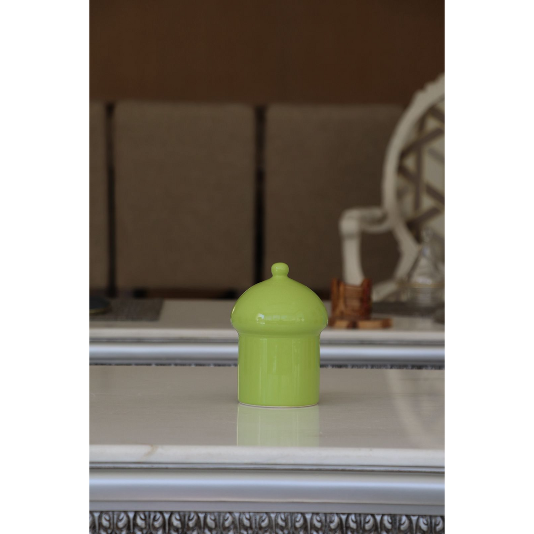 Zen Concept lime green ceramic Fanoos container with glossy finish