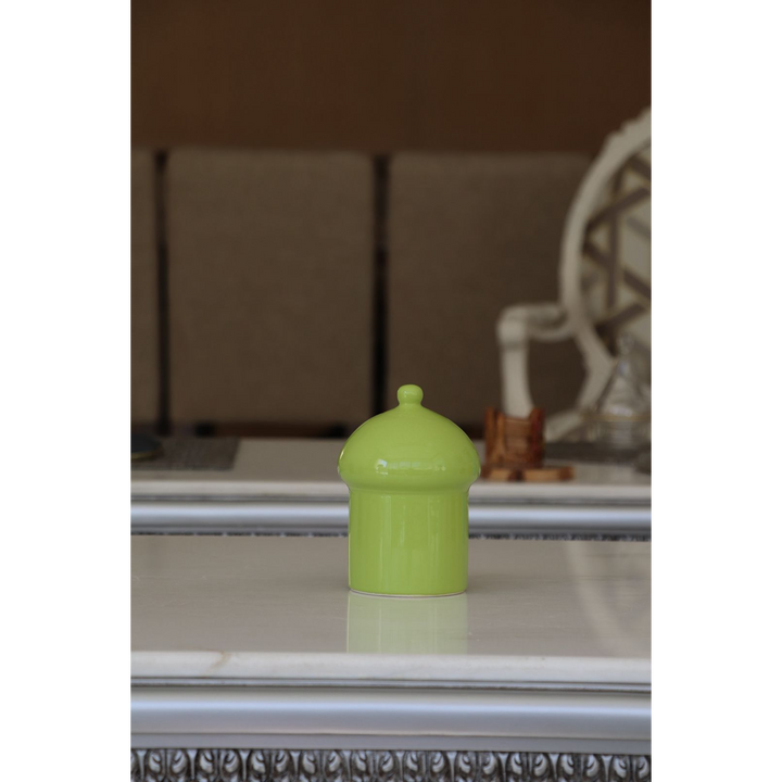 Zen Concept lime green ceramic Fanoos container with glossy finish