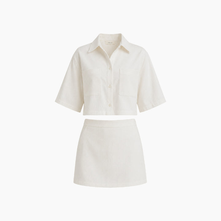 Cropped Shirt &amp; Mini Skirt Set