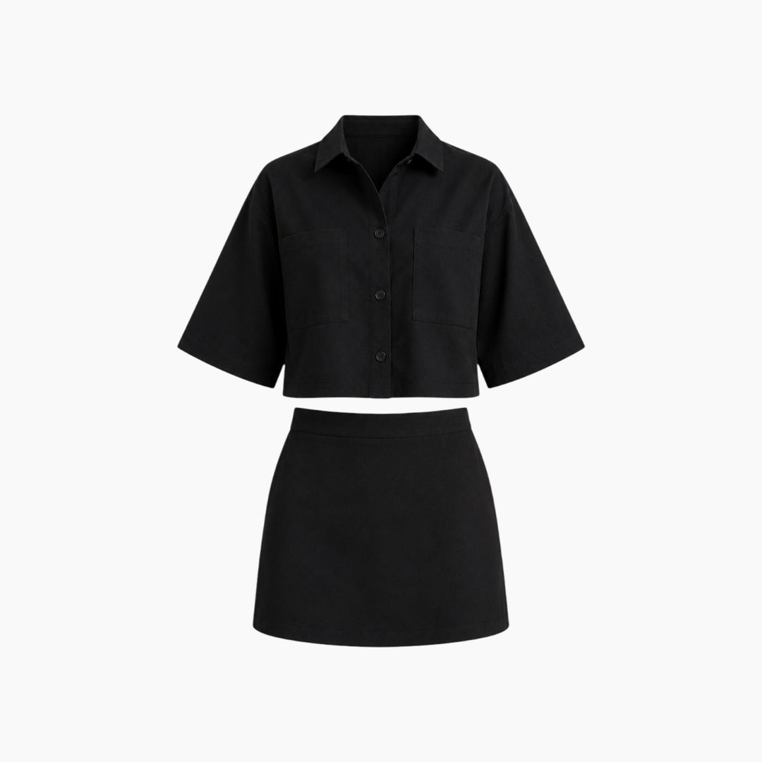 Cropped Shirt &amp; Mini Skirt Set