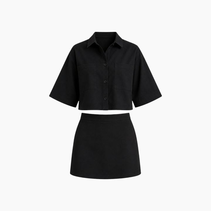 Cropped Shirt &amp; Mini Skirt Set