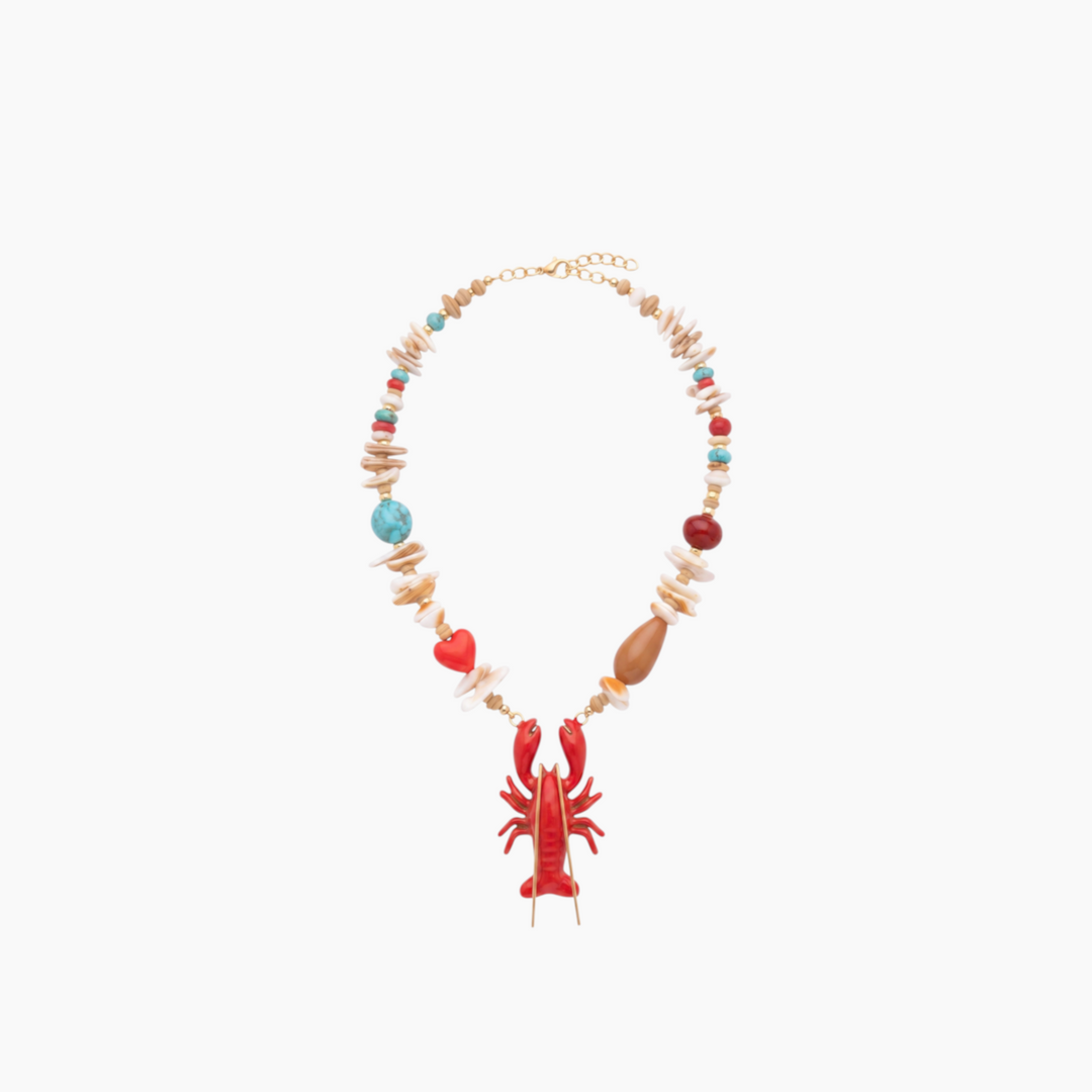 Crust Issues Necklace with red lobster pendant