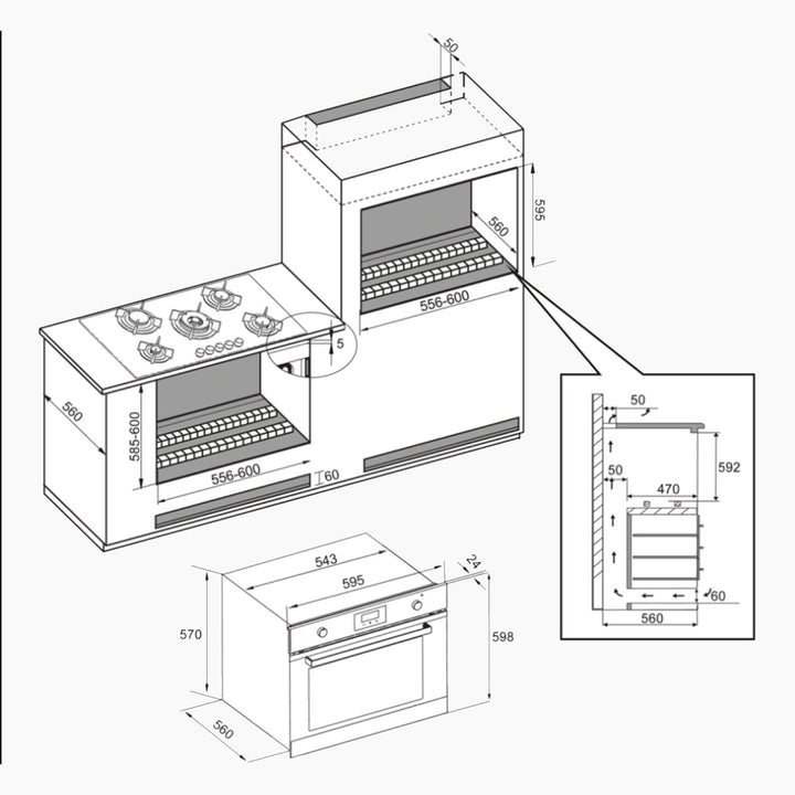 MONDIN Crystal Oven 60cm