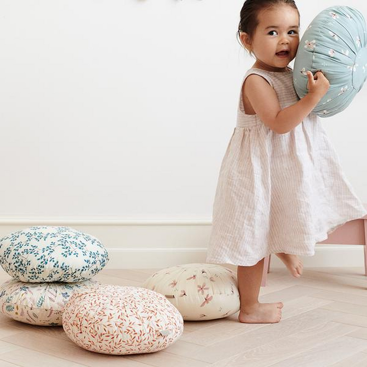 Cam Cam Copenhagen round cushion in Windflower, 40cm diameter, organic cotton