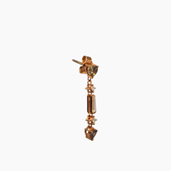 Yellow Gold Drop with White & Brown Diamonds