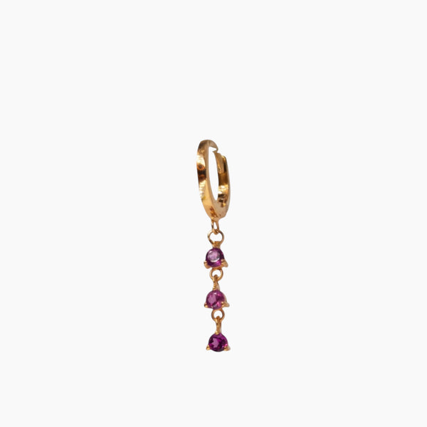Yellow Gold Hoop with Pink Sapphires