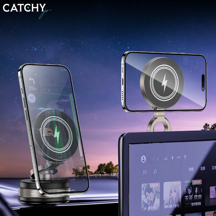 Zinc alloy wireless car phone holder with 15W charging
