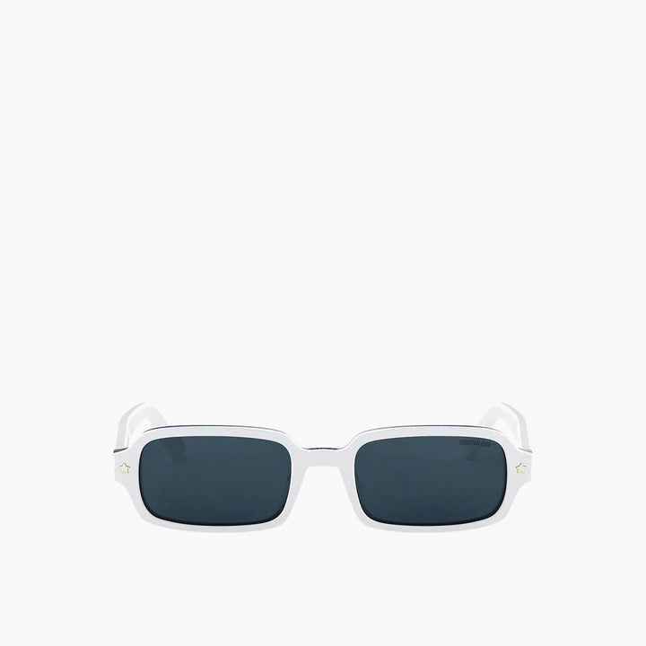 Dior Diorpacific S3I white acetate sunglasses with gold star details and gray lenses