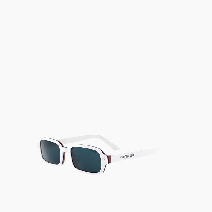 Dior Diorpacific S3I white acetate sunglasses with gold star details and gray lenses