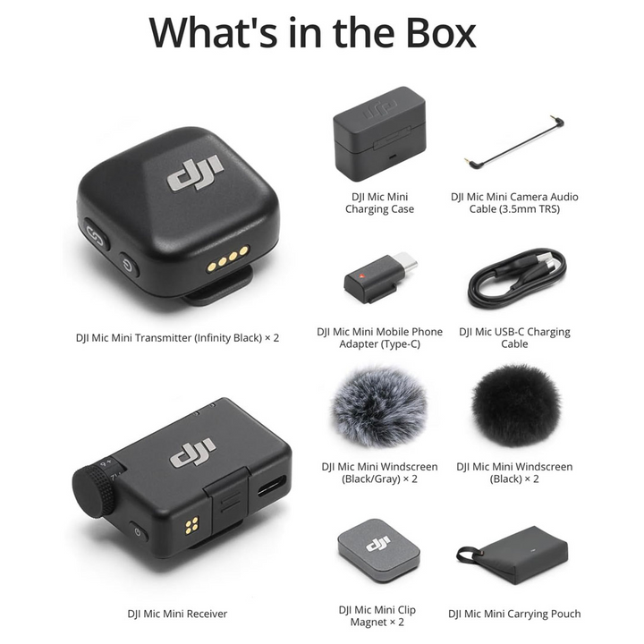 ميكروفون DJI Mic Mini (2 TX + 1 RX + علبة شحن) - ميكروفون لاسلكي صغير الحجم *