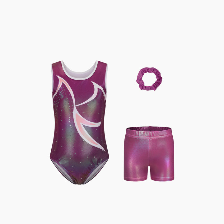 Purple Shimmer Gymnastics Leotard Set